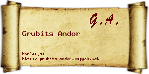 Grubits Andor névjegykártya